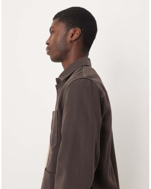 ARKET Brown Overdyed Twill Shacket for men
