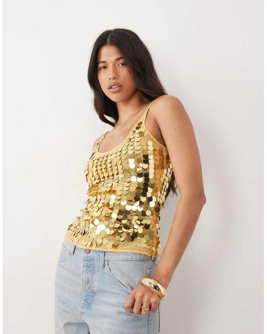 ASOS Metallic Disc Scatter Sequin Scoop Neck Sleeveless Top