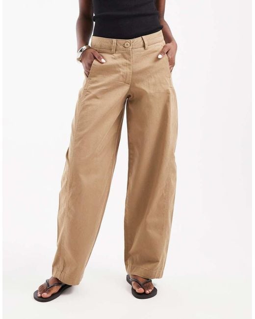 JJXX Natural High Waisted Barrel Fit Trousers
