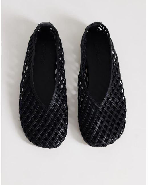 TOPSHOP Black Luna Woven Ballet Flat
