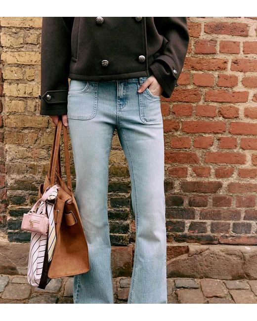 Stradivarius Blue Tall Low-Rise Jeans With Seam Pocket