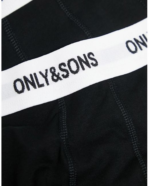 Only & Sons Black 5 Pack Trunks for men