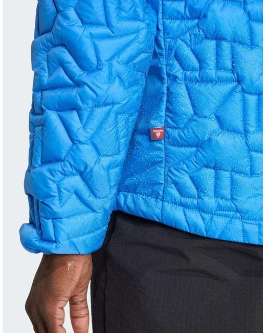 Adidas Originals Blue Terrex Xperior Primaloft Loose Fill Insulated Hooded Jacket for men