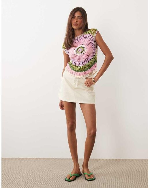 Kiwi & Co Pink Cora Hand Crocheted Open Flower Top