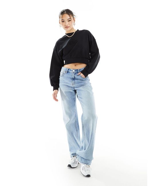 The Couture Club Blue Co-ord Cropped Emblem Sweatshirt