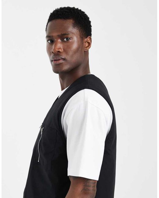 ASOS Blue Wadded Gilet With Quilting for men