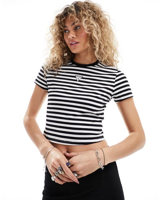 Guess Gray Striped Baby Tee