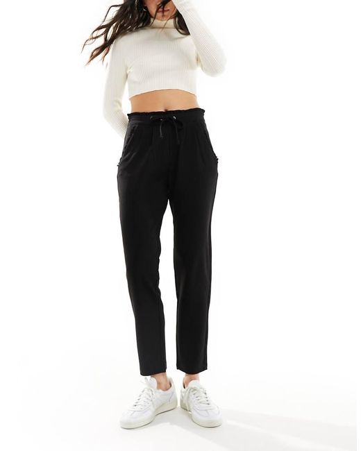 Jdy Slim-Fit Broek Met Ruches Aan De Tailleband in het Black