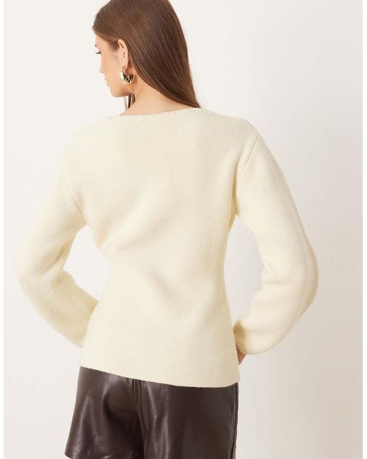Mango Natural V Neck Zip Through Cardigan