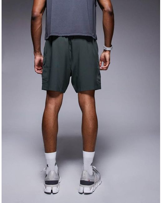 4505 Blue Icon 7 Inch Quick Dry Training Cargo Shorts With Zip Pockets for men