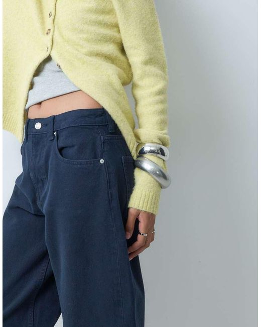 ASOS Blue Roll Up Hem Slouch Jeans
