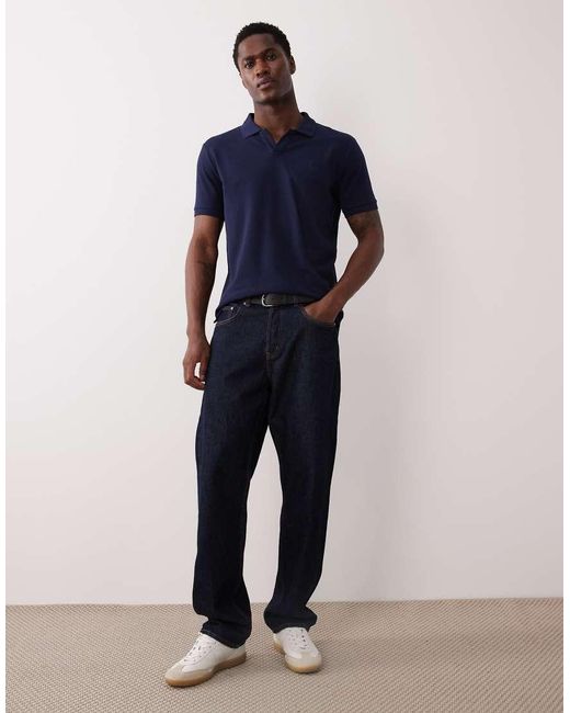 Polo Ralph Lauren Blue Icon Logo Custom Slim Fit Johnny Collar Pima Cotton Polo for men
