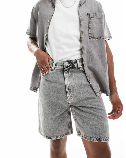 Weekday Gray Galaxy Loose Fit Denim Shorts for men