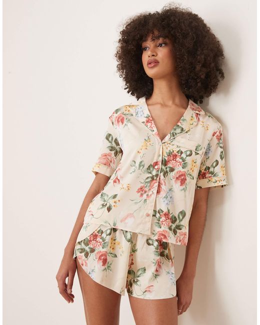 Abercrombie & Fitch Brown – kurzärmliges pyjama-hemd