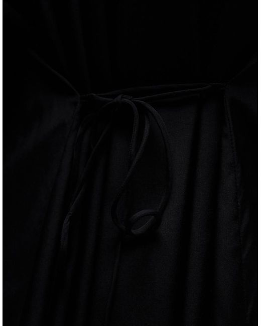& Other Stories Black Long Sleeve Floaty Midi Dress With Ruffle Detail