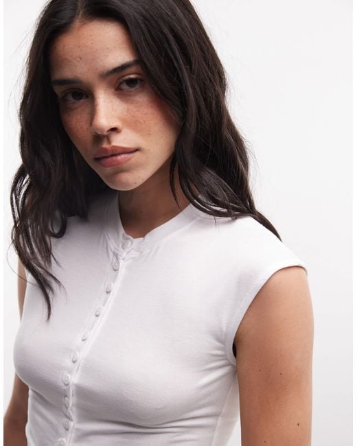 Weekday White Button Front Top