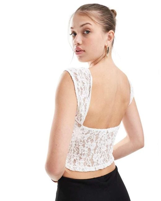 Pull&Bear White Backless Lace Top