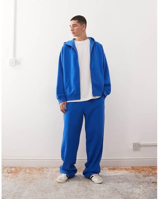 Collusion Blue Zip Through Hoodie for men