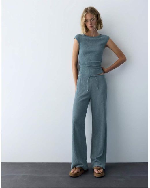 Pull&Bear Blue Crepe Top