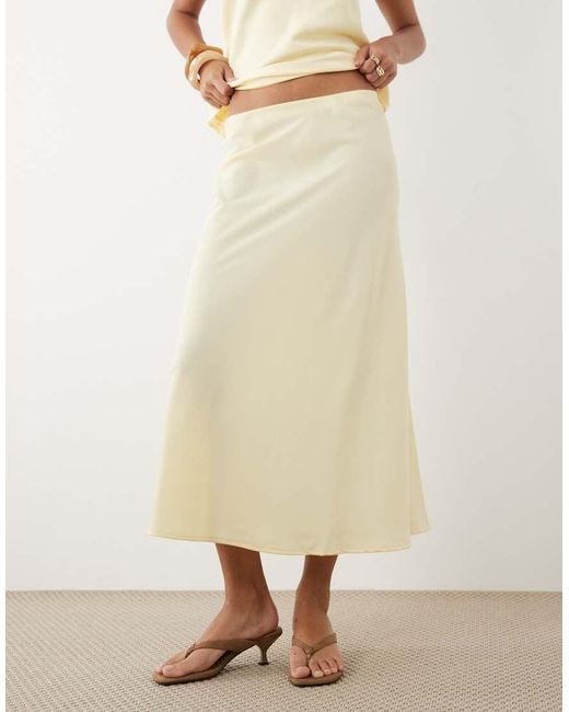 Y.A.S Natural Satin Midi Skirt