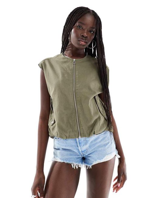 ONLY Green Bubble Hem Gilet