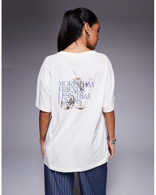 Princess Polly White More Than Friends Oversized Cocktail Motif T-shirt