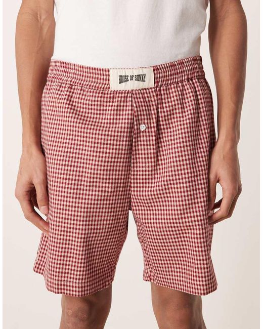 House Of Sunny Pink Classic Lounge Box Fit Shorts for men