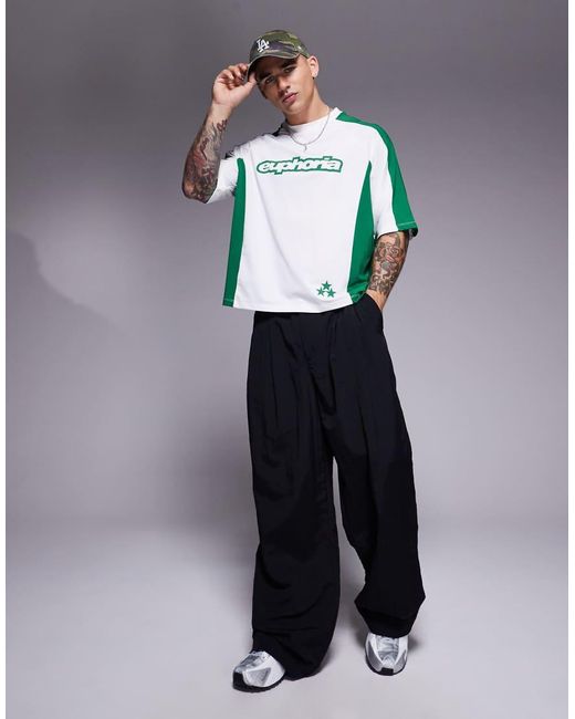 T-Shirt Oversize Squadrata Bianca Con Design A Pannelli Con Scritta Sportiva di ASOS in Gray da Uomo