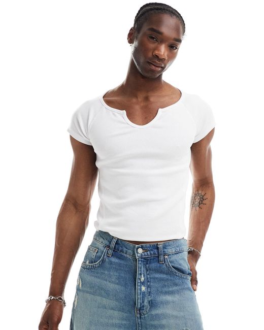 Reclaimed (vintage) – geripptes t-shirt in White für Herren
