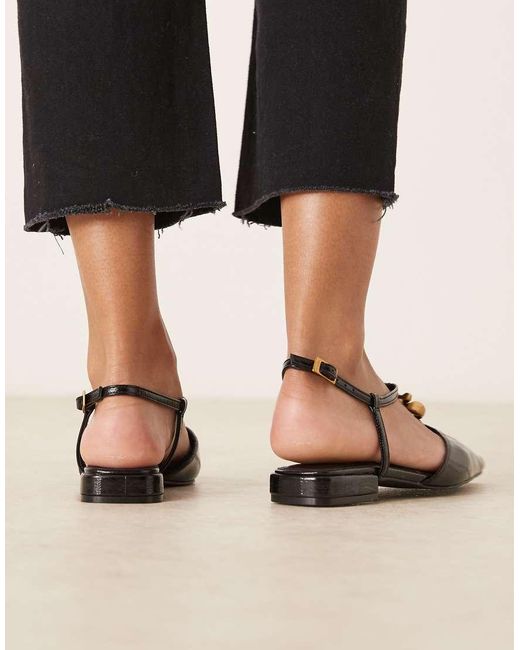 ASOS Black Lockhart Chisel Toe Trim Detail Slingback Flats