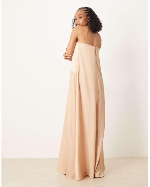 ASOS Multicolor Asos design tall – trapezförmiges, trägerloses maxikleid aus satin