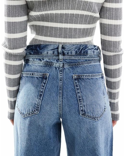 Gianna - jean coupe ample à taille mi-haute - moyen ONLY en coloris Blue