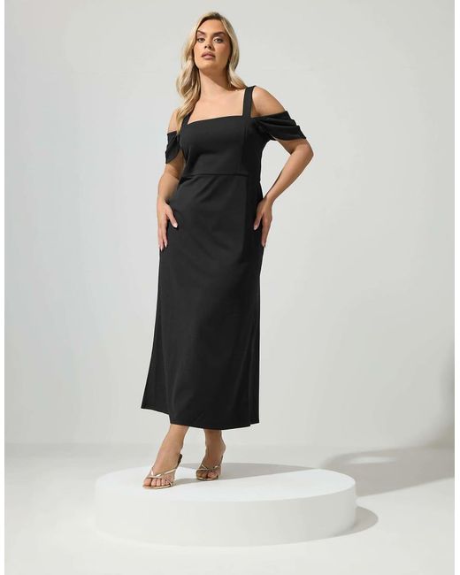 Yours Clothing Black Cold Shoulder Maxi Dress