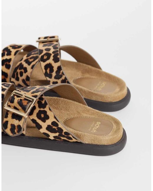 Schuh Natural Tear Cross Over Flat Sandals With Buckle Detail