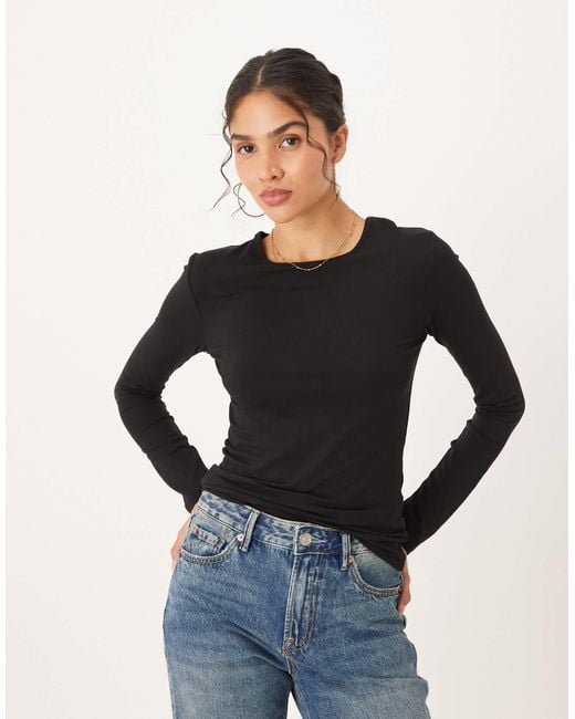 Jdy Black O-neck Long Sleeve Top