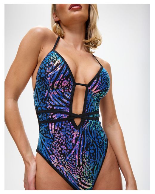 Ann Summers Blue Sultry Heat Sparkle Swimsuit