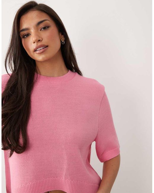 ASOS Pink Knitted Curved Hem Jumper