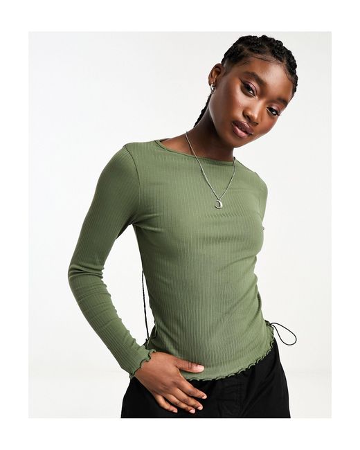 New Look Lettuce Edge Long Sleeve Top in Green | Lyst UK