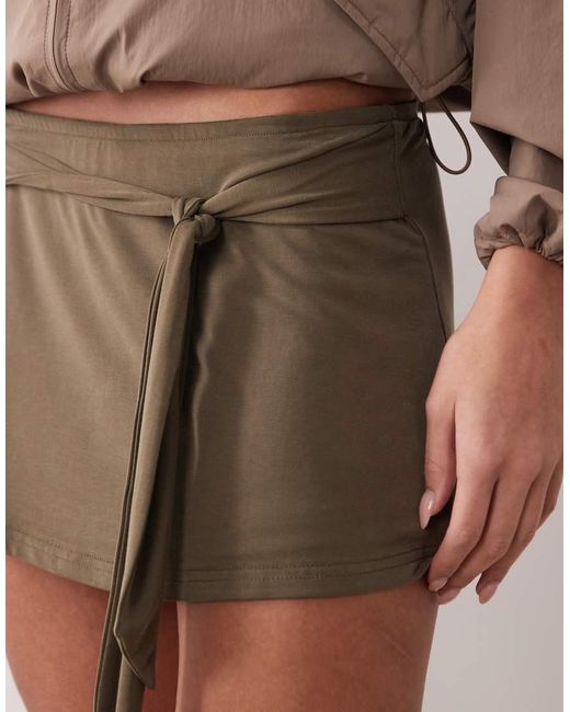 Motel Brown Grecia Tie Mini Skirt
