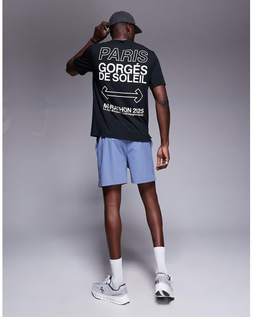 4505 Sneldrogend Oversized Hardloop-T-Shirt Van Performance Jersey Met Grafische Print Op De Achterkant in het Blue voor heren