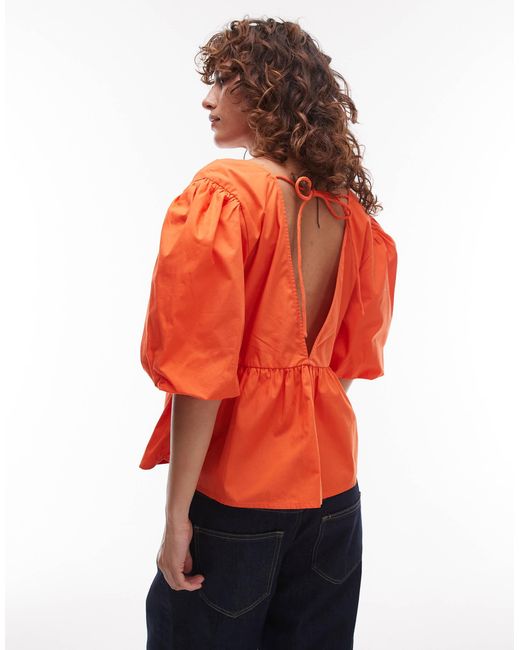 TOPSHOP Orange – popeline-oberteil