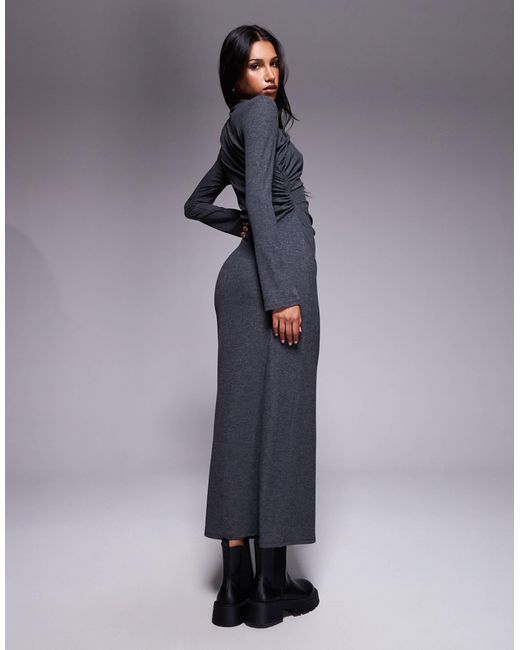 ASOS Blue Ribbed Drape Maxi Dress