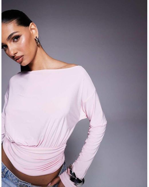Top A Maniche Lunghe Asimmetrico Monospalla Confetto Stretto di ASOS in Blue