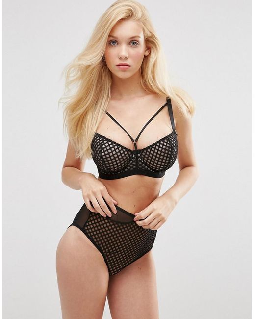 ASOS Fuller Bust Nancy Underwired Fishnet & Mesh Bra in Black