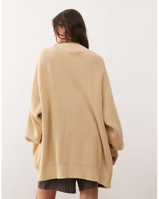 Monki Natural Oversized Longline Cardigan