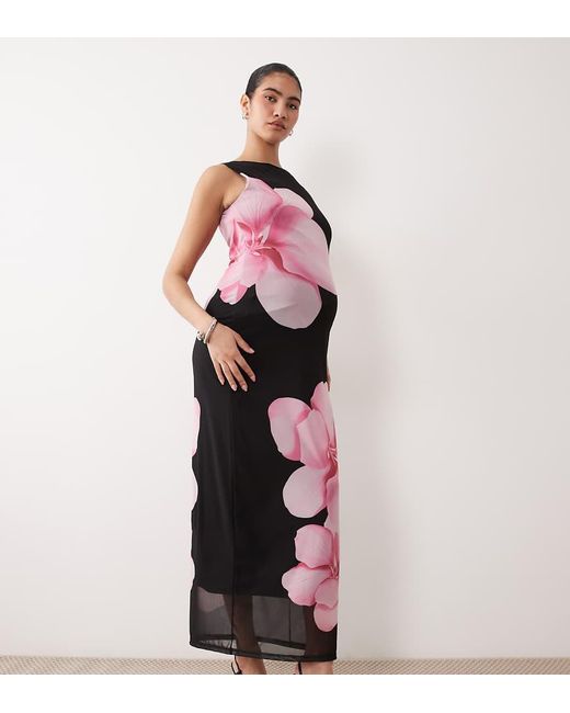 Mama.licious Pink Mamalicious Maternity Sleeveless Mesh Midi Dress
