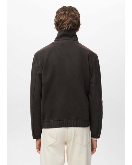 Mango Natural High Neck Zip Through Sweatshirt for men