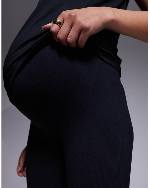 4505 Blue Maternity Seamless Rib Knit High Waist Gym leggings