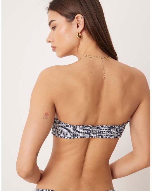ASOS Purple Scarlet Stripe Shirred Bandeau Bikini Top