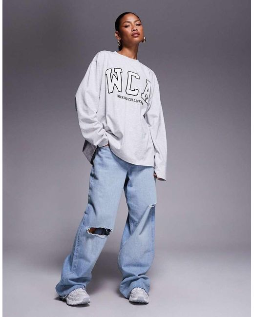 ASOS Gray Weekend Collective Icon Oversized Long Sleeve T-shirt With Wca Graphic